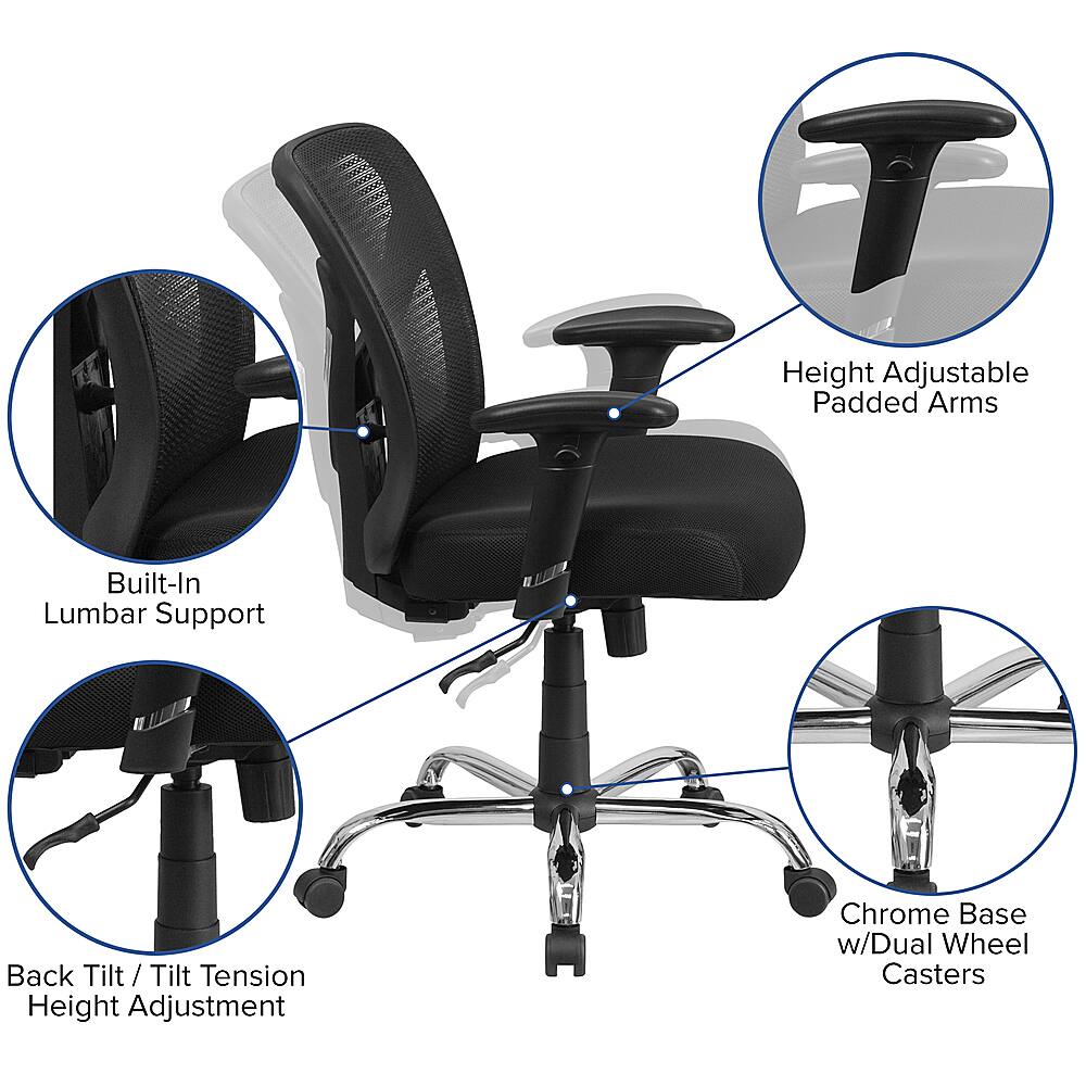 Alt View 40. Alamont Home - Hercules Contemporary Mesh Big & Tall Swivel Office Chair - Black.