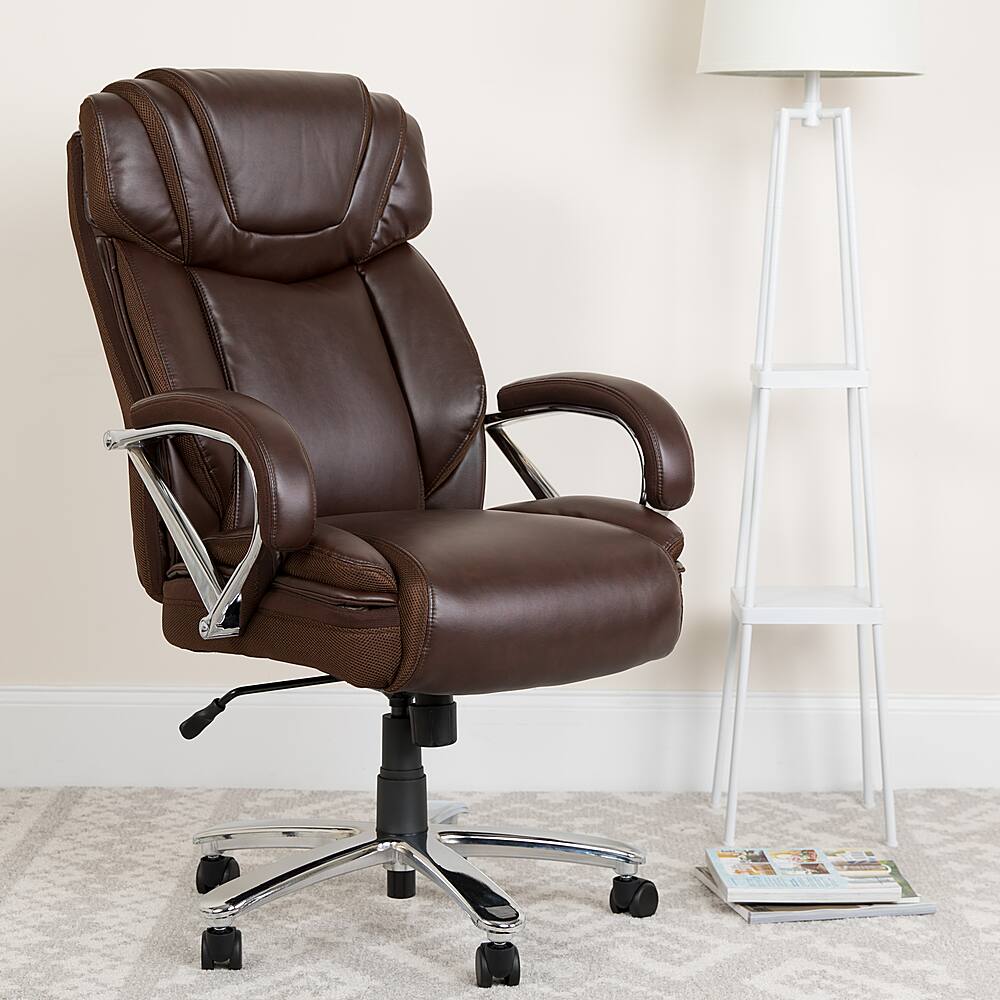 Alt View 12. Alamont Home - Hercules Big & Tall 500 lb. Rated Brown LeatherSoft Swivel Office Chair w/Extra Wide Seat - Brown.