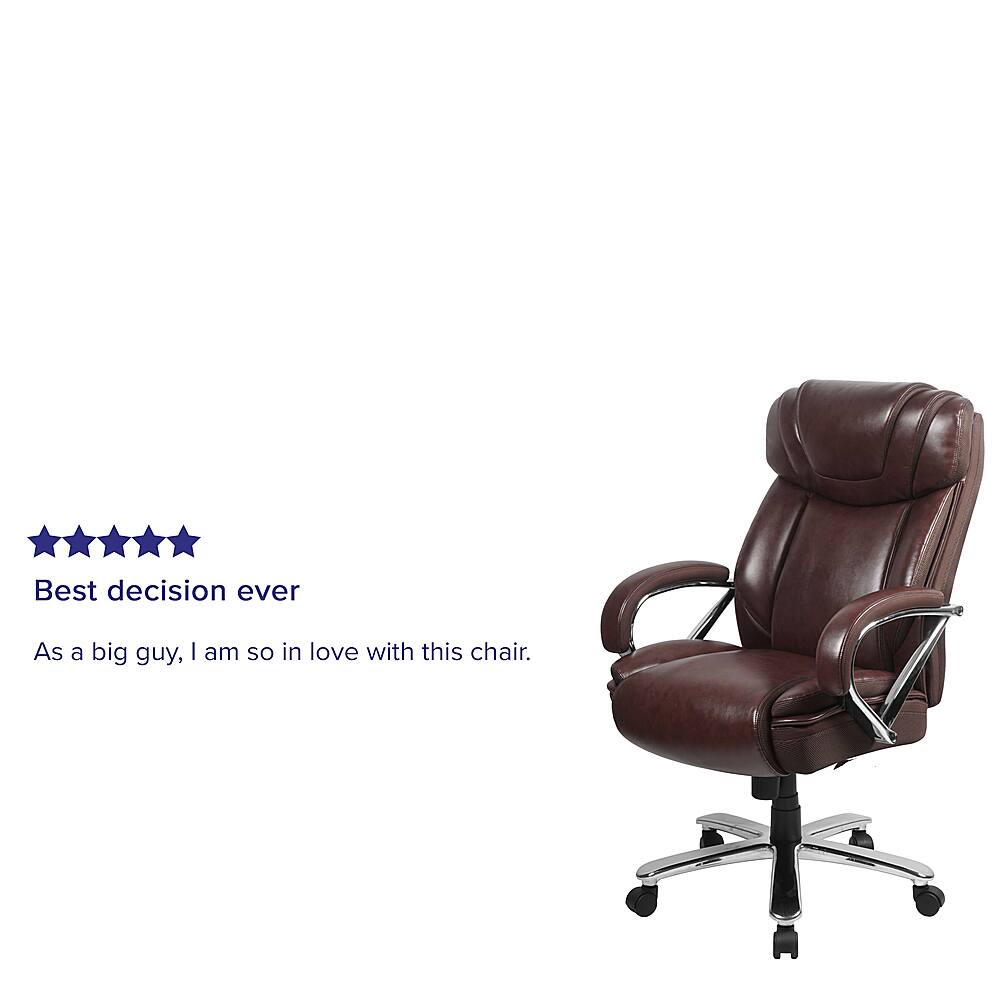 Alt View 39. Alamont Home - Hercules Big & Tall 500 lb. Rated Brown LeatherSoft Swivel Office Chair w/Extra Wide Seat - Brown.