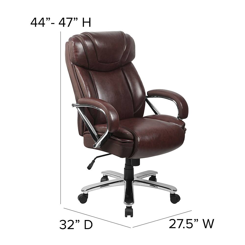 Alt View 13. Alamont Home - Hercules Big & Tall 500 lb. Rated Brown LeatherSoft Swivel Office Chair w/Extra Wide Seat - Brown.