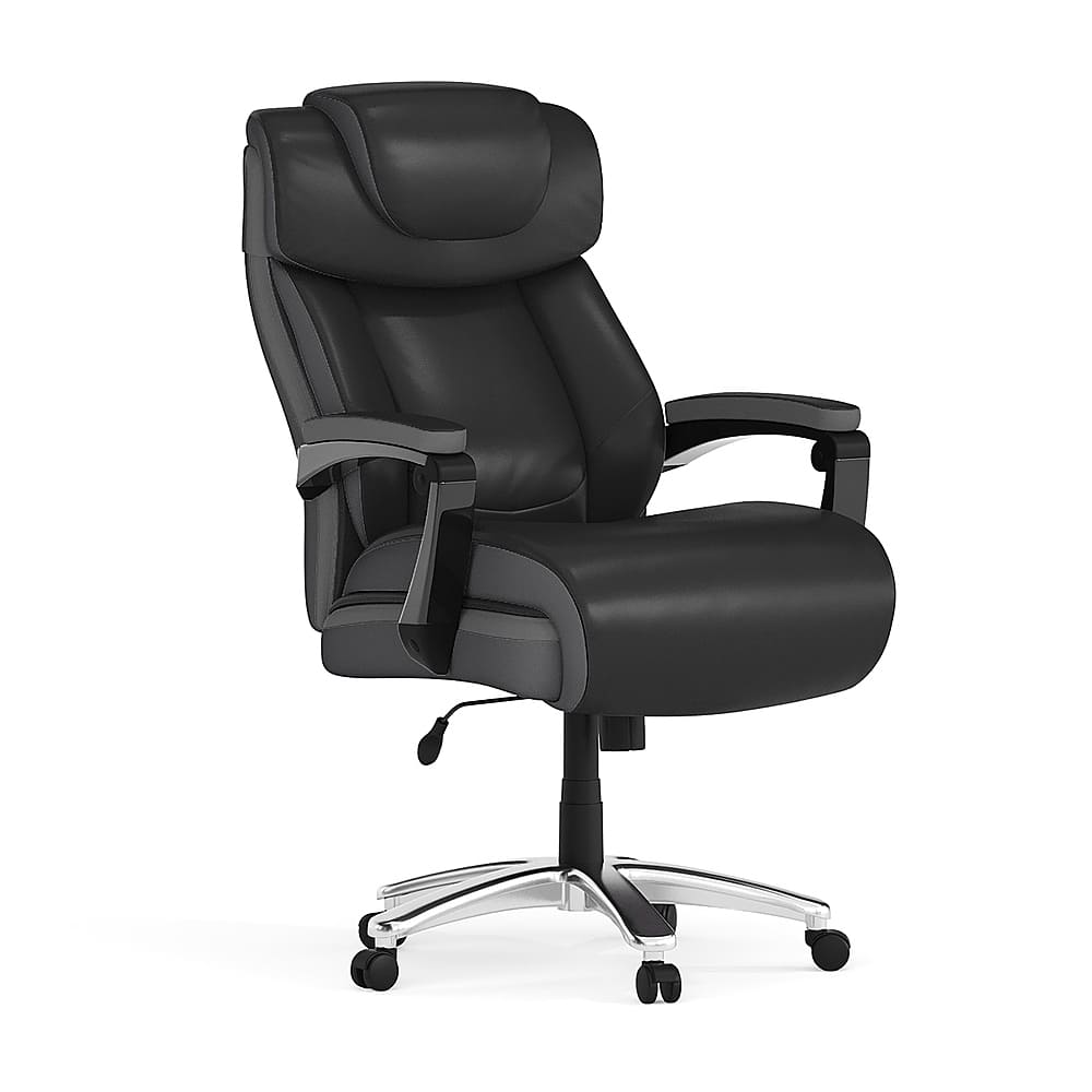 Front. Alamont Home - Hercules Big & Tall 500 lb. Rated Black LeatherSoft Ergonomic Chair w/Adjustable Headrest - Black.
