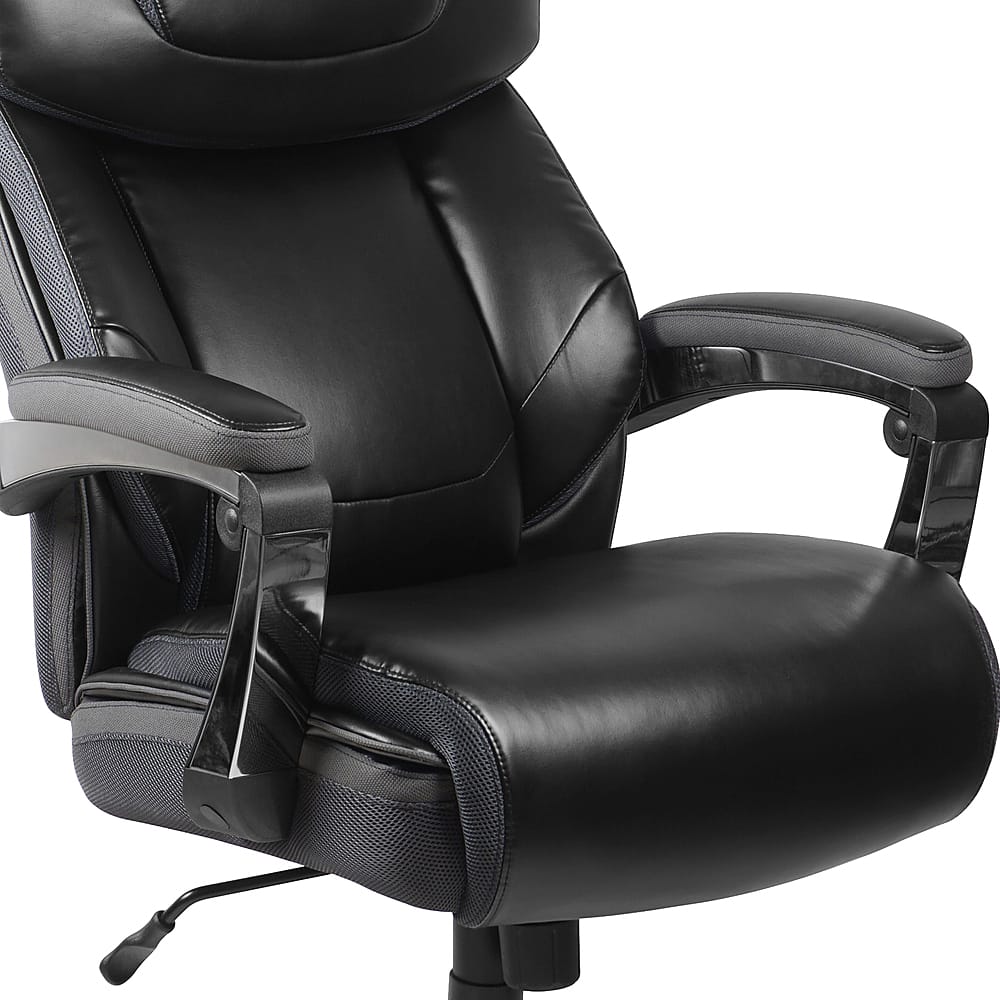 Alt View 21. Alamont Home - Hercules Big & Tall 500 lb. Rated Black LeatherSoft Ergonomic Chair w/Adjustable Headrest - Black.