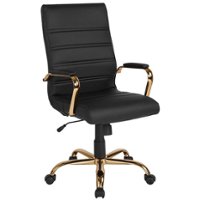 Alamont Home - Whitney High Back Modern Leather/Faux Leather Executive Swivel Office Chair - Black LeatherSoft/Gold Frame - Front_Zoom