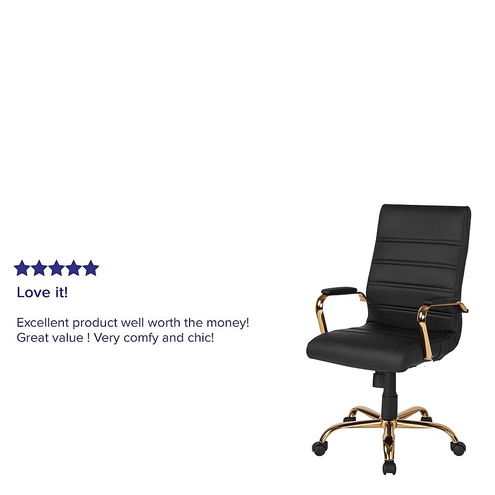 Alt View 39. Alamont Home - Whitney High Back Modern Leather/Faux Leather Executive Swivel Office Chair - Black LeatherSoft/Gold Frame.