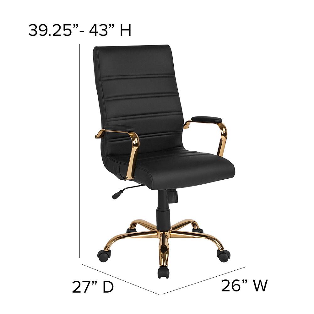 Alt View 13. Alamont Home - Whitney High Back Modern Leather/Faux Leather Executive Swivel Office Chair - Black LeatherSoft/Gold Frame.