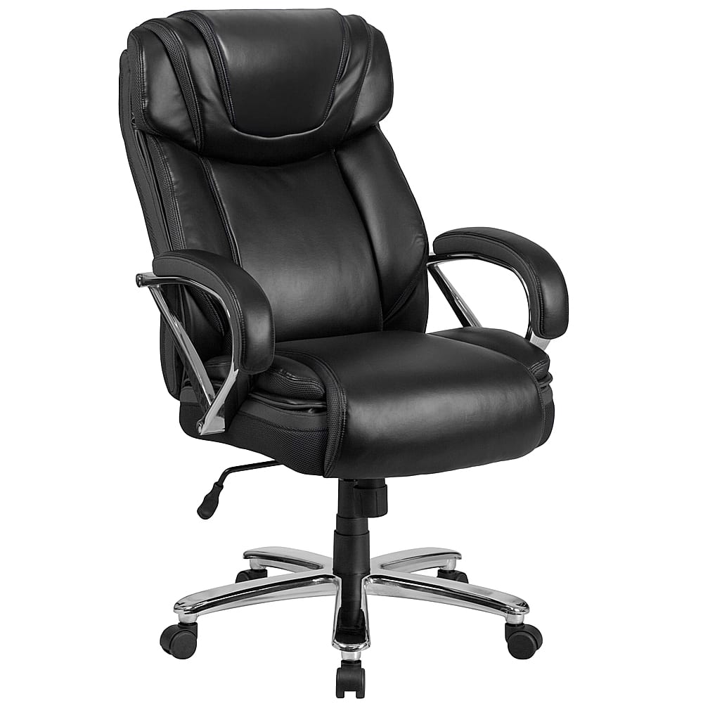 Front. Alamont Home - Hercules Big & Tall 500 lb. Rated Black LeatherSoft Swivel Office Chair w/Extra Wide Seat - Black.