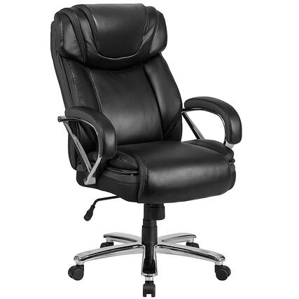 Front. Alamont Home - Hercules Big & Tall 500 lb. Rated Black LeatherSoft Swivel Office Chair w/Extra Wide Seat - Black.