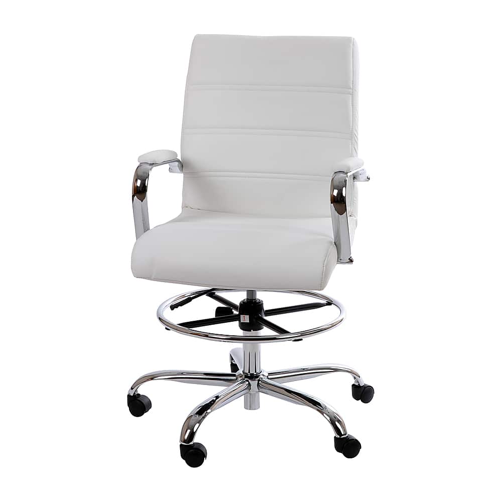 Front. Alamont Home - Whitney Modern Leather/Faux Leather Drafting Chair - White.