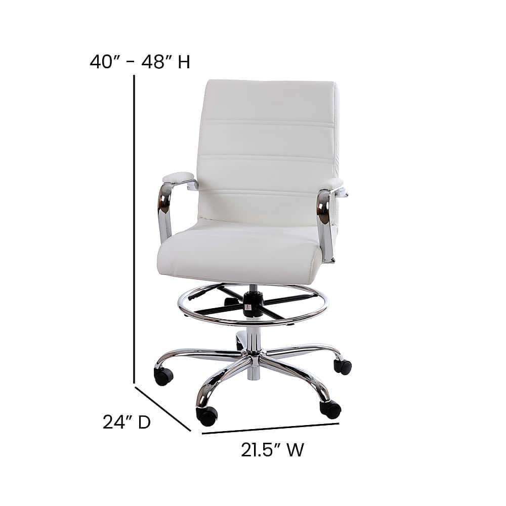 Alt View 13. Alamont Home - Whitney Modern Leather/Faux Leather Drafting Chair - White.