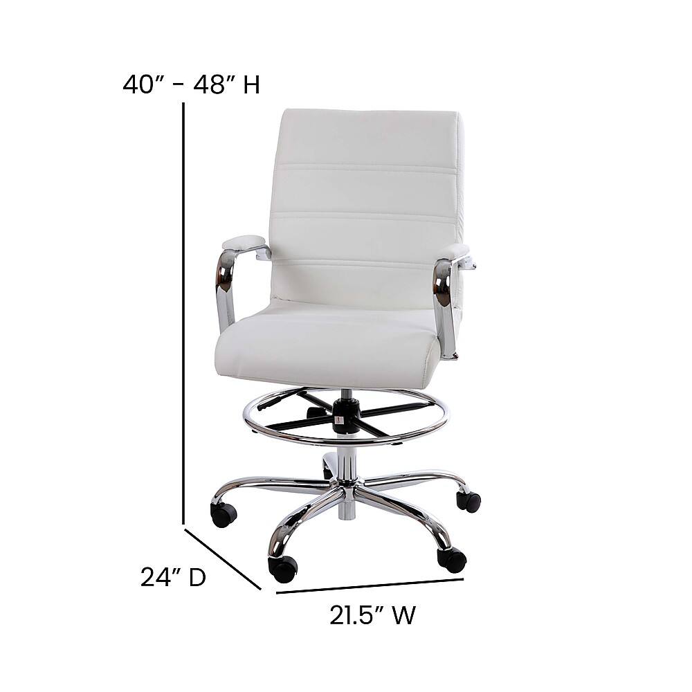 Alt View 13. Alamont Home - Whitney Modern Leather/Faux Leather Drafting Chair - White.