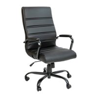 Flash Furniture - Whitney High Back Modern Leather/Faux Leather Executive Swivel Office Chair - Black LeatherSoft/Black Frame - Front_Zoom
