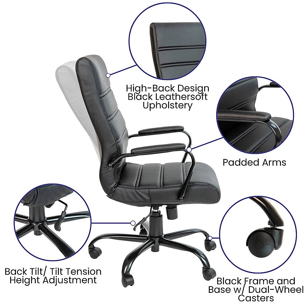 Alt View 40. Alamont Home - Whitney High Back Modern Leather/Faux Leather Executive Swivel Office Chair - Black LeatherSoft/Black Frame.