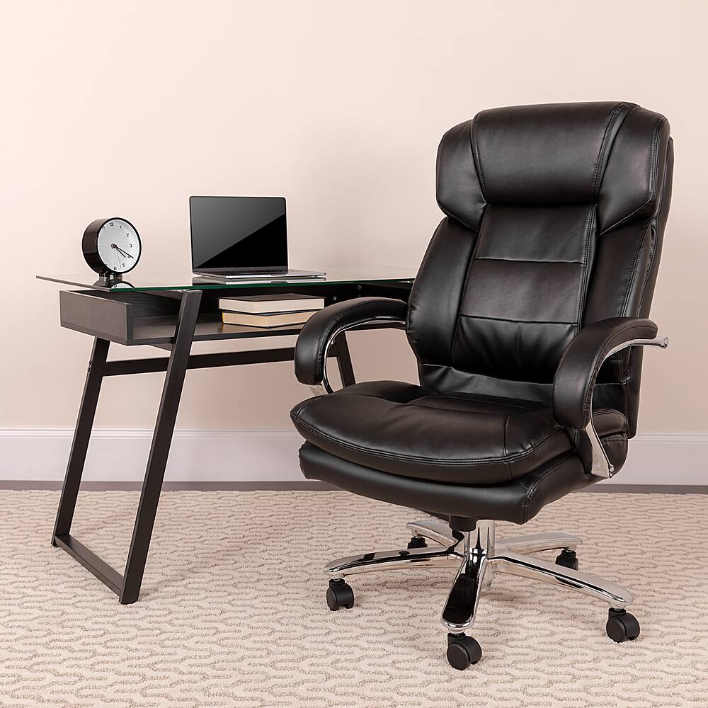 Alt View 12. Alamont Home - Hercules Contemporary Leather/Faux Leather 24/7 Big & Tall Swivel Office Chair - Black LeatherSoft.