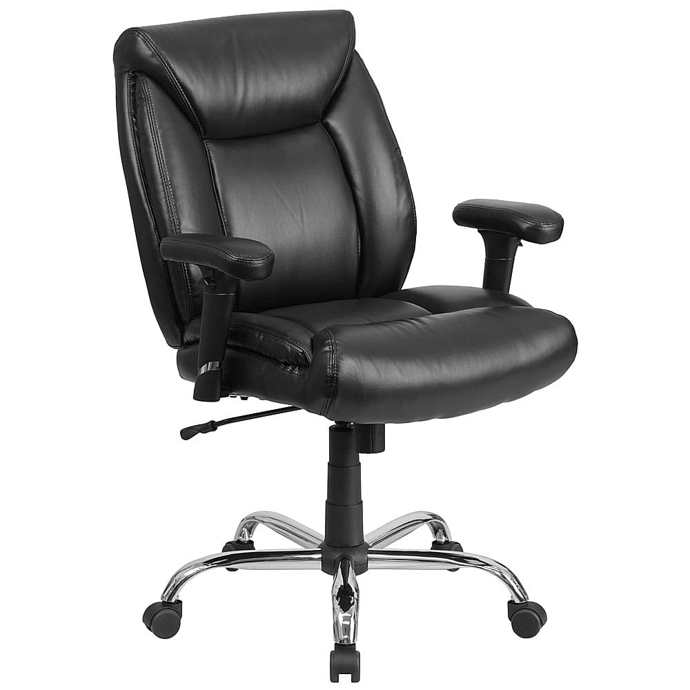 Alamont Home - Hercules Big & Tall 400 lb. Rated Mid-Back Ergonomic Task Office Chair - Black LeatherSoft - Front_Zoom