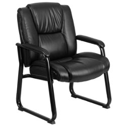 Flash Furniture - Hercules  Contemporary Leather/Faux Leather Big & Tall Side Chair - Upholstered - Black - Front_Zoom