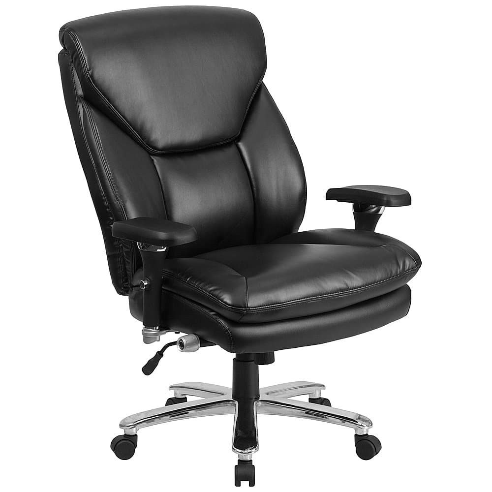 Front. Alamont Home - Hercules Contemporary Leather/Faux Leather 24/7 Big & Tall Swivel Office Chair - Black LeatherSoft.