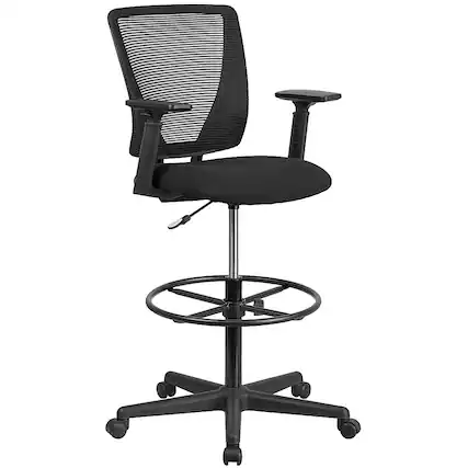 Front. Alamont Home - Harper Contemporary Fabric Drafting Stool - Black.