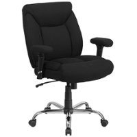 Flash Furniture - Hercules Contemporary Fabric Big & Tall Swivel Mid-Back Office Chair with Adjustable Arms - Black Fabric - Front_Zoom