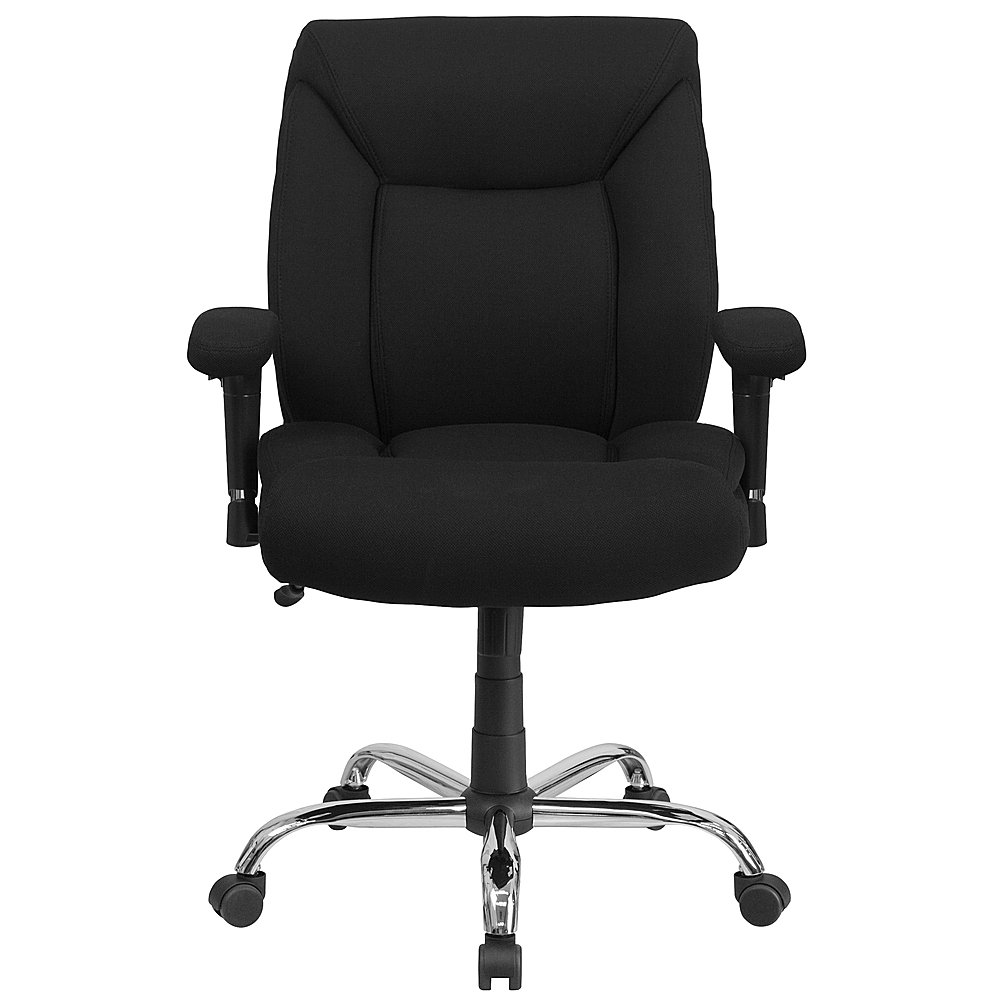 Flash Furniture – Hercules Contemporary Fabric Big & Tall Swivel Mid-Back Office Chair with Adjustable Arms – Black Fabric Sansujyuku sansujyuku.com