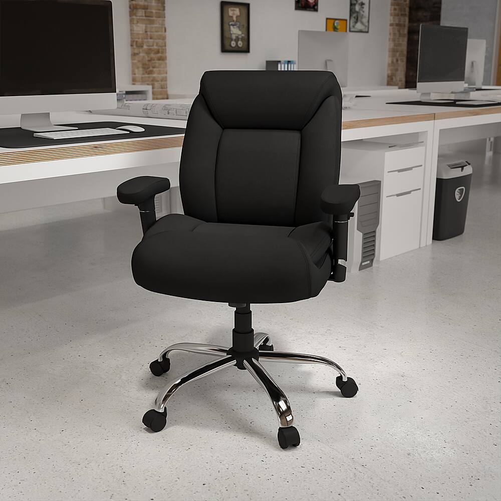 Alt View 12. Alamont Home - Hercules Contemporary Fabric Big & Tall Swivel Mid-Back Office Chair with Adjustable Arms - Black Fabric.