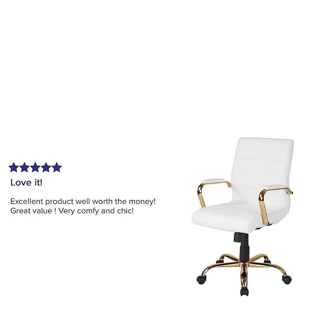 Alt View 39. Alamont Home - Whitney Mid-Back Modern Leather/Faux Leather Executive Swivel Office Chair - White LeatherSoft/Gold Frame.