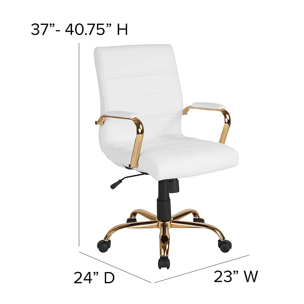 Alt View 13. Alamont Home - Whitney Mid-Back Modern Leather/Faux Leather Executive Swivel Office Chair - White LeatherSoft/Gold Frame.