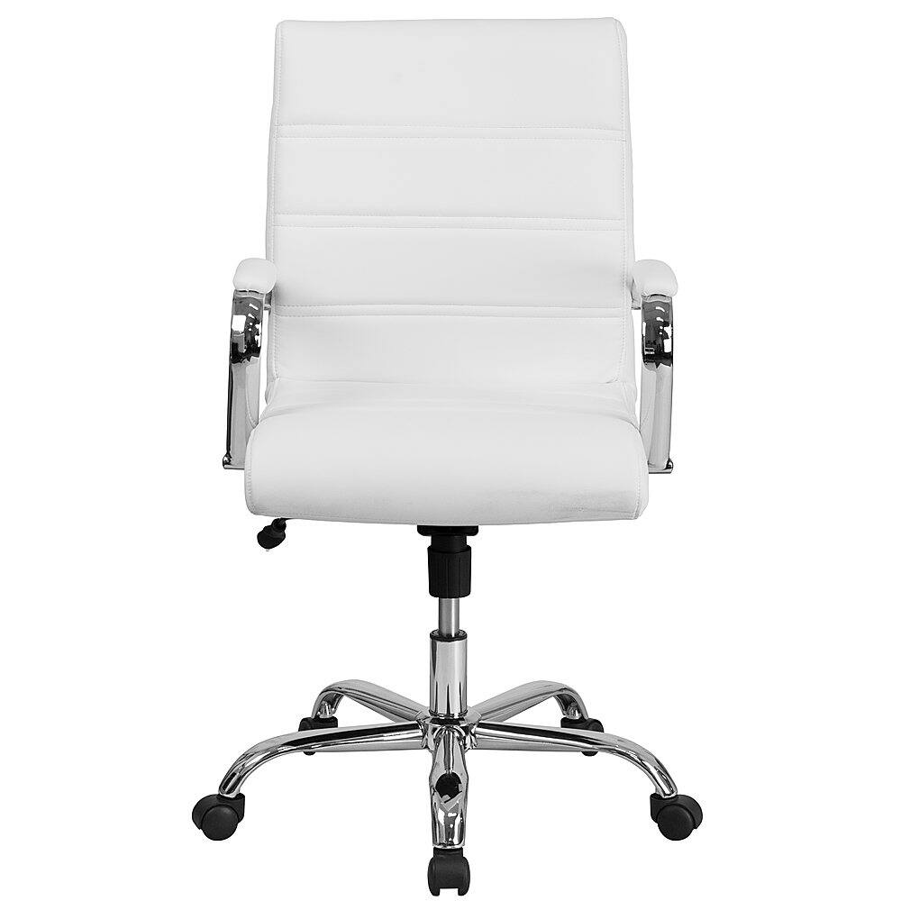 Alt View 11. Alamont Home - Whitney Mid-Back Modern Leather/Faux Leather Executive Swivel Office Chair - White LeatherSoft/Chrome Frame.
