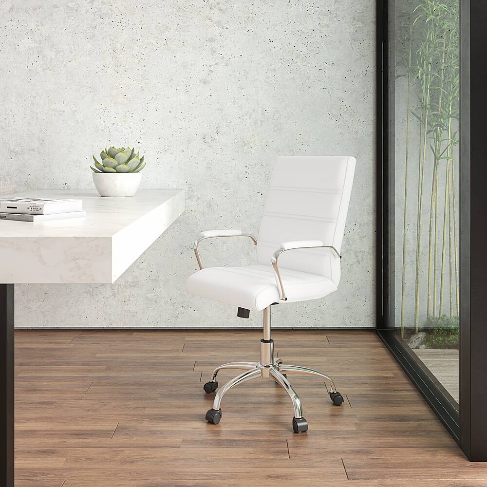 Alt View 12. Alamont Home - Whitney Mid-Back Modern Leather/Faux Leather Executive Swivel Office Chair - White LeatherSoft/Chrome Frame.
