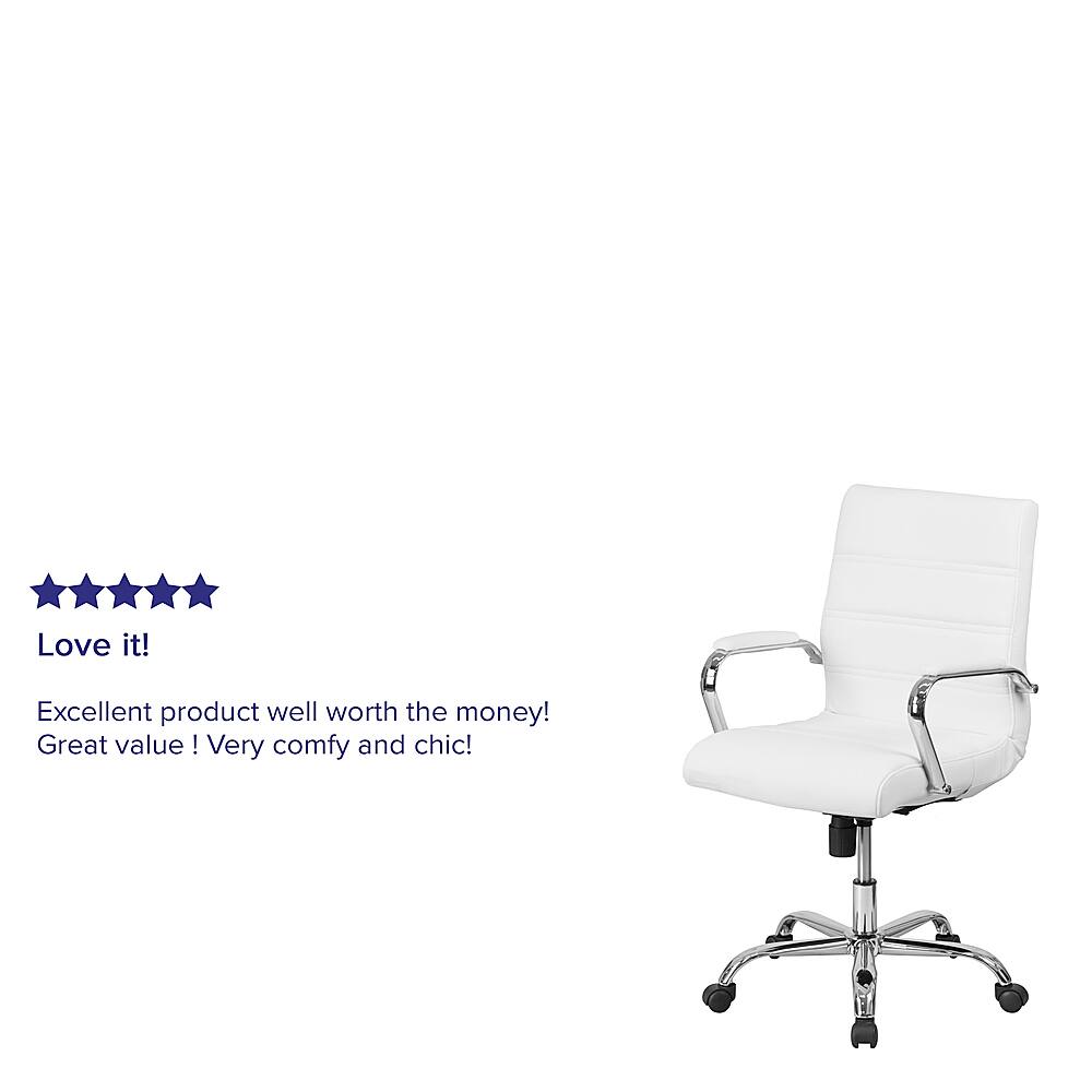 Alt View 39. Alamont Home - Whitney Mid-Back Modern Leather/Faux Leather Executive Swivel Office Chair - White LeatherSoft/Chrome Frame.