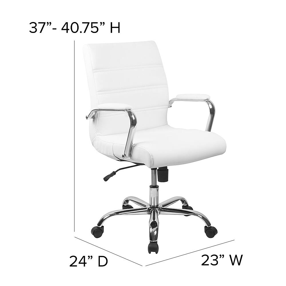 Alt View 13. Alamont Home - Whitney Mid-Back Modern Leather/Faux Leather Executive Swivel Office Chair - White LeatherSoft/Chrome Frame.