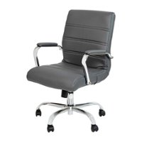 Alamont Home - Whitney Mid-Back Modern Leather/Faux Leather Executive Swivel Office Chair - Gray LeatherSoft/Chrome Frame - Front_Zoom