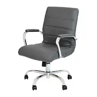 Alamont Home - Whitney Mid-Back Modern Leather/Faux Leather Executive Swivel Office Chair - Gray LeatherSoft/Chrome Frame - Front_Zoom