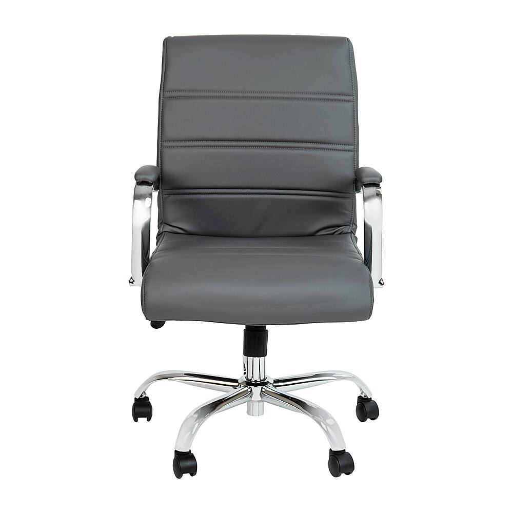 Alt View 11. Alamont Home - Whitney Mid-Back Modern Leather/Faux Leather Executive Swivel Office Chair - Gray LeatherSoft/Chrome Frame.