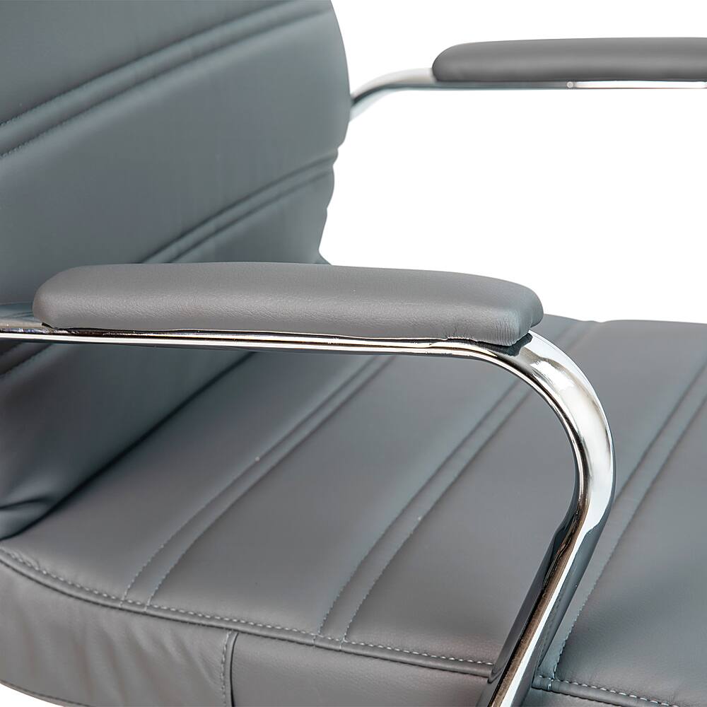 Alt View 17. Alamont Home - Whitney Mid-Back Modern Leather/Faux Leather Executive Swivel Office Chair - Gray LeatherSoft/Chrome Frame.