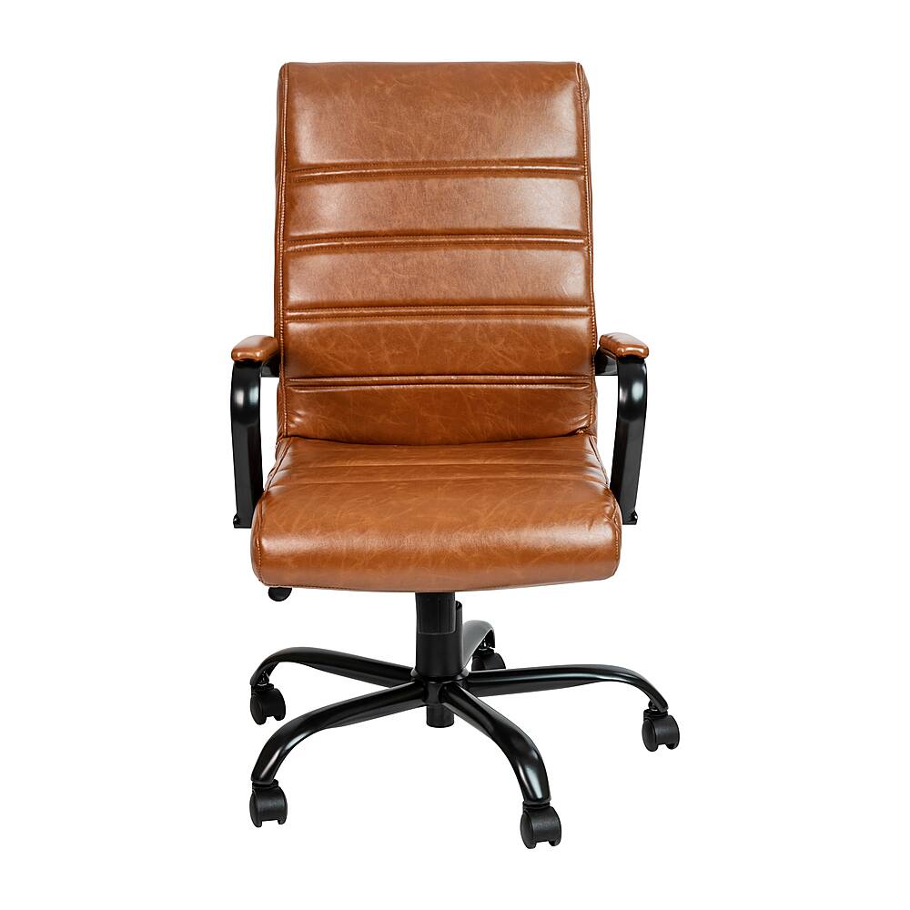Alt View 23. Alamont Home - Whitney High Back Modern Leather/Faux Leather Executive Swivel Office Chair - Brown LeatherSoft/Black Frame.