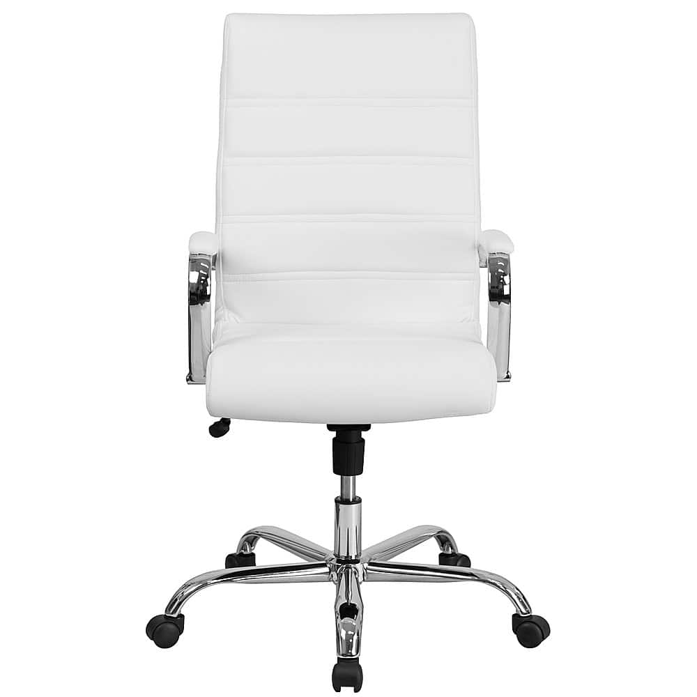 white leather chrome office chair