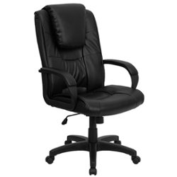 Flash Furniture - Jessica Contemporary Leather/Faux Leather Executive Swivel Office Chair - Black - Front_Zoom
