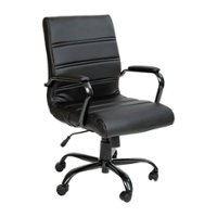 Alamont Home - Whitney Mid-Back Modern Leather/Faux Leather Executive Swivel Office Chair - Black LeatherSoft/Black Frame - Front_Zoom