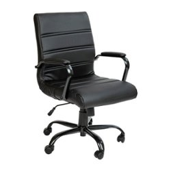 Flash Furniture - Whitney Mid-Back Modern Leather/Faux Leather Executive Swivel Office Chair - Black LeatherSoft/Black Frame - Front_Zoom