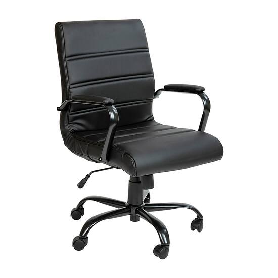 Black faux leather executive office chair deals