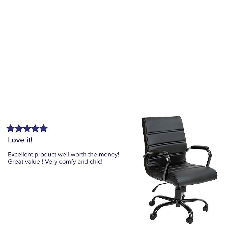 Alt View 39. Alamont Home - Whitney Mid-Back Modern Leather/Faux Leather Executive Swivel Office Chair - Black LeatherSoft/Black Frame.