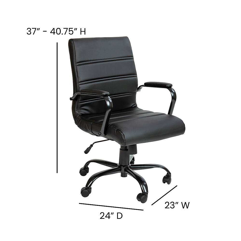Alt View 13. Alamont Home - Whitney Mid-Back Modern Leather/Faux Leather Executive Swivel Office Chair - Black LeatherSoft/Black Frame.