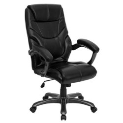 Flash Furniture - Greer Contemporary Leather/Faux Leather Executive Swivel Office Chair - Black - Front_Zoom