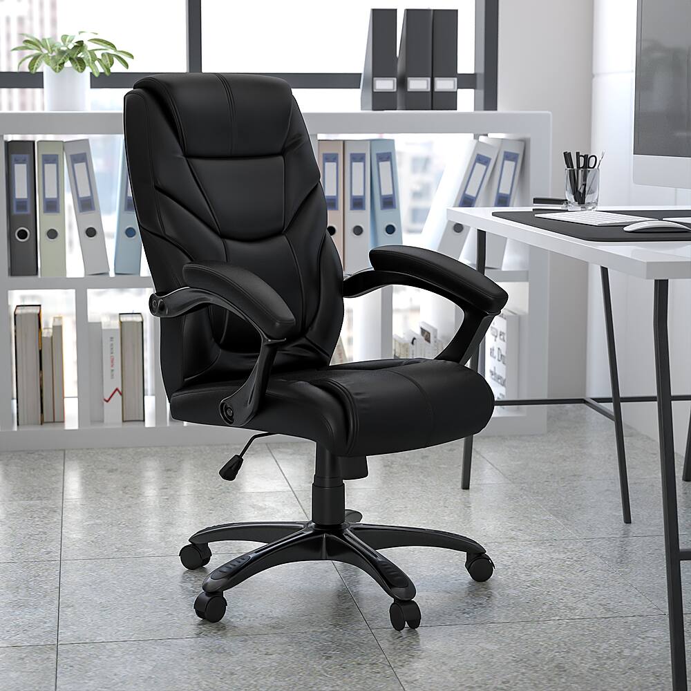 Alt View 12. Alamont Home - Greer Contemporary Leather/Faux Leather Executive Swivel Office Chair - Black.