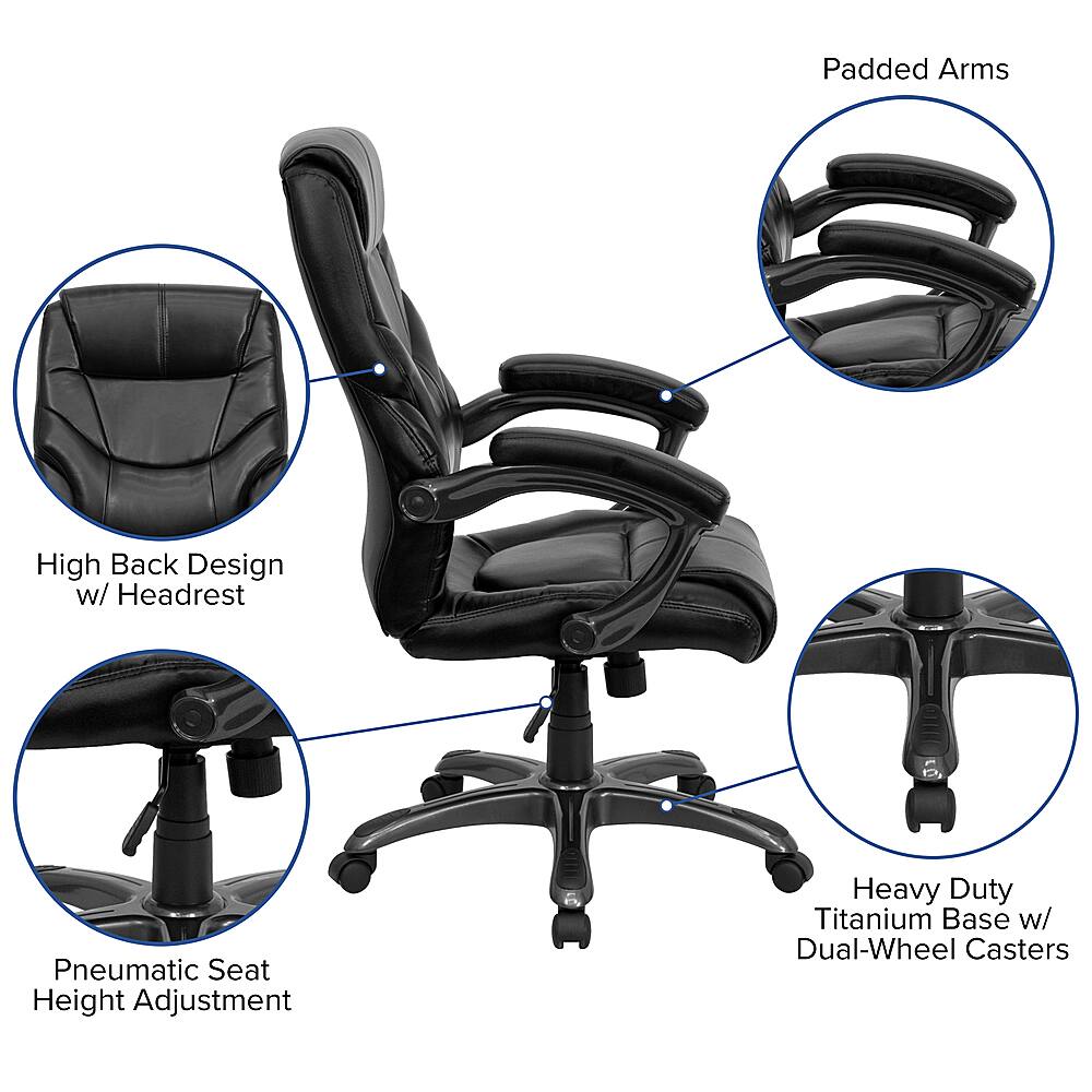 Alt View 40. Alamont Home - Greer Contemporary Leather/Faux Leather Executive Swivel Office Chair - Black.