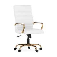 Alamont Home - Whitney High Back Modern Leather/Faux Leather Executive Swivel Office Chair - White LeatherSoft/Gold Frame - Front_Zoom