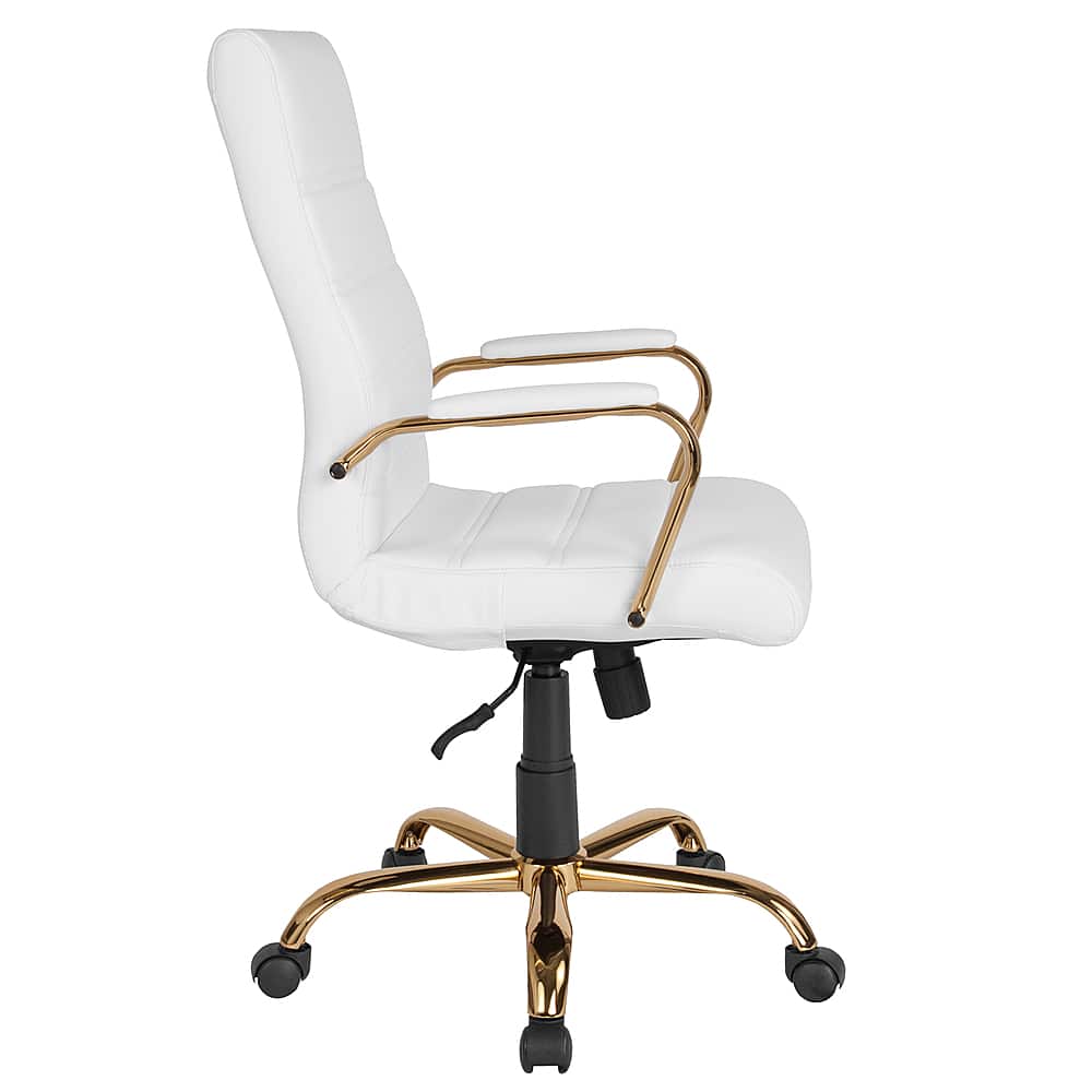 Alt View 22. Alamont Home - Whitney High Back Modern Leather/Faux Leather Executive Swivel Office Chair - White LeatherSoft/Gold Frame.