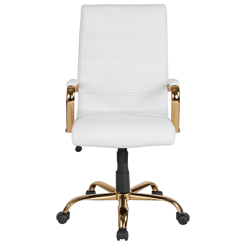 Alt View 23. Alamont Home - Whitney High Back Modern Leather/Faux Leather Executive Swivel Office Chair - White LeatherSoft/Gold Frame.