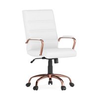 Alamont Home - Whitney Mid-Back Modern Leather/Faux Leather Executive Swivel Office Chair - White LeatherSoft/Rose Gold Frame - Front_Zoom