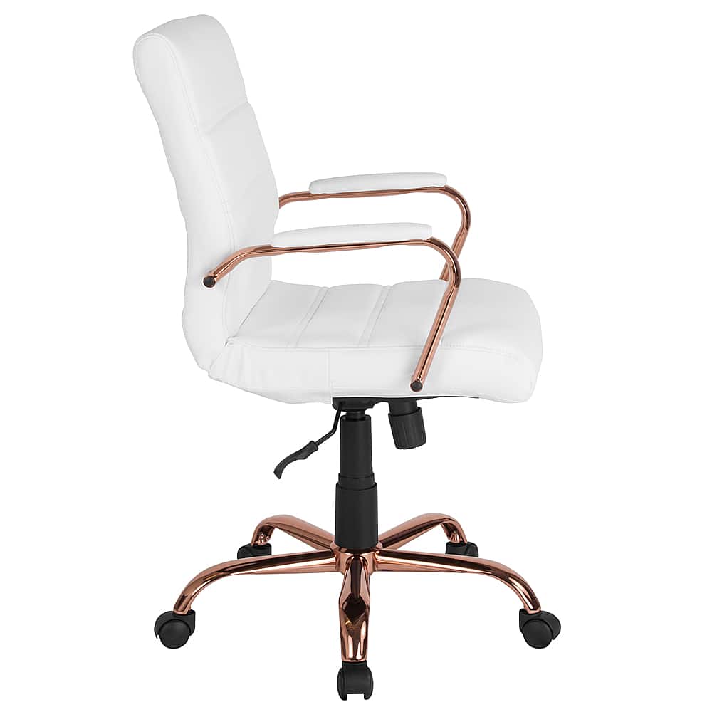 Alt View 22. Alamont Home - Whitney Mid-Back Modern Leather/Faux Leather Executive Swivel Office Chair - White LeatherSoft/Rose Gold Frame.